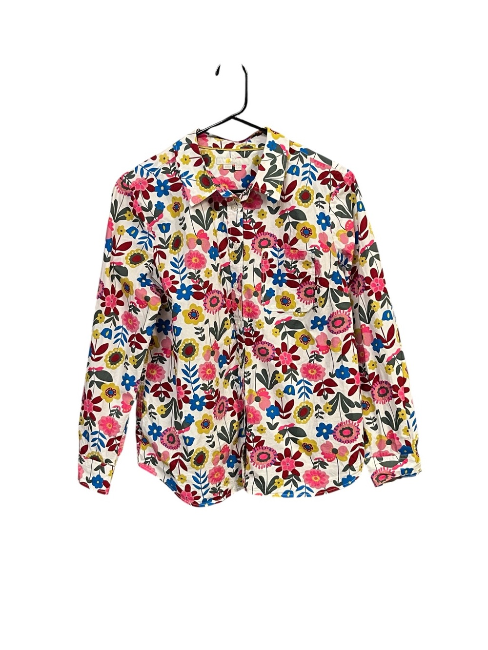 Boden Floral Cotton Shirt Womens 12P Petite Cottagecore Preppy Twee Boho